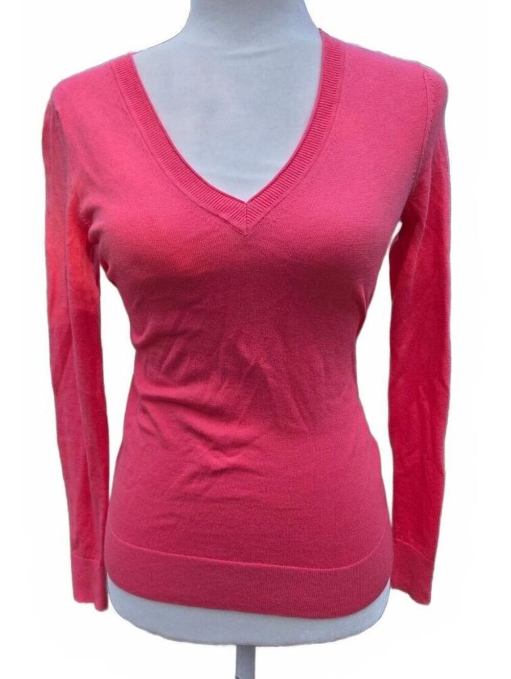Banana Republic Cotton Cashmere V Neck Long Sleeve Sweater Pink Size XXS NWT